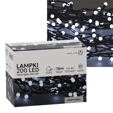 Extralink, lampki LED, kulki 200 LED, zimny biały, 19m