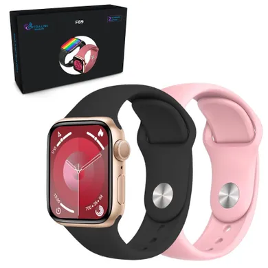 Extralink, Lifestyle Smartwatch F89, smartband, złoty + różowa/czarna opaska