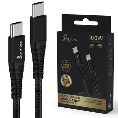 Extralink, Smart Life Braided 100W USB Type-C to Type-C, kabel, 2 m, czarny