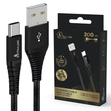 Extralink, Smart Life Braided 15W USB Type-A to Type-C, kabel, 2m, czarny
