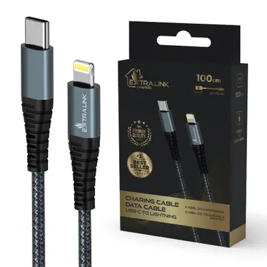 Extralink, Smart Life, kabel USB Type-C to Lightning, czarny, 120 cm