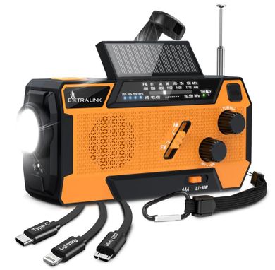 Extralink, SR-4000, radio awaryjne solarne z korbką, dynamo, powerbank 4000mAh, z latarką SOS