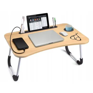 Extralink, stolik pod laptop, do łóżka, 40-60 cm, brązowy