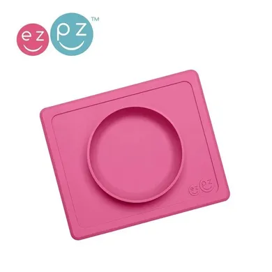 EZPZ, Mini Bowl, silikonowa miseczka z podkładką, 2w1, różowa