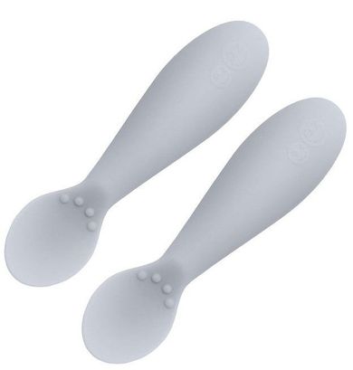 EZPZ, Tiny Spoon, silikonowa łyżeczka 2 szt. pastelowa szarość