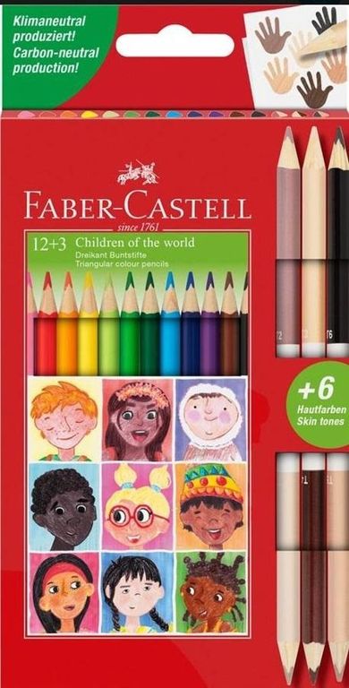Faber Castell, Children of the World, kredki trójkątne, 15 kolorów