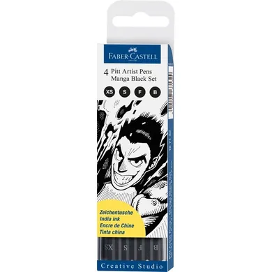 Faber-Castell, cienkopisy artystyczne PITT, 4 szt. Manga Black set