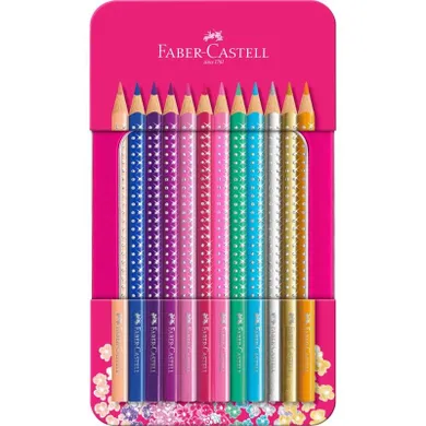 Faber-Castell, kredki ołówkowe, Sparkle, 12 kolorów, opakowanie metalowe