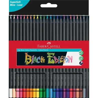 Faber-Castell, kredki ołówkowe trójkątne, Black Edition, 24 kolory