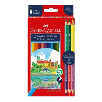 Faber Castell, kredki ołówkowe, Wawel, 12 + 3 kolory