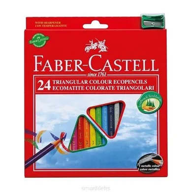 Faber-Castell, kredki trójkątne Eco z temperówką, 24 kolory