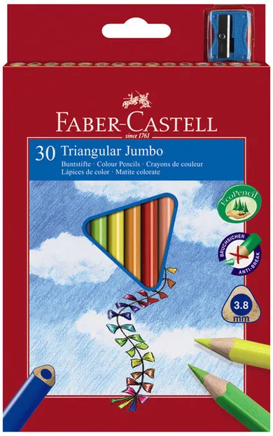 Faber-Castell, kredki trójkątne Jumbo, gruby grafit 3,8mm, 30 kolorów