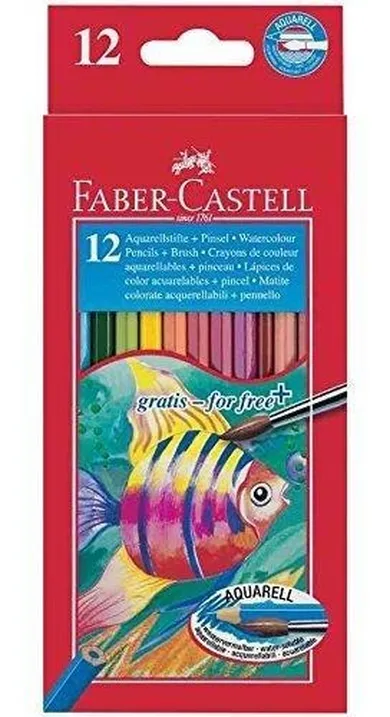 Faber Castell, kredki z pędzelkiem, Rybka, 12 kolorów