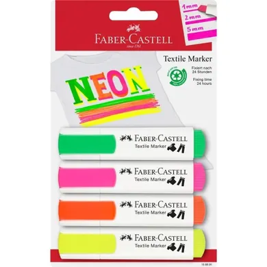 Faber Castell, markery do tkanin, neonowe, 4 kolory