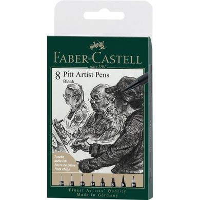 Faber-Castell, Pitt Artist Pen, pisaki, Black, 8 szt.