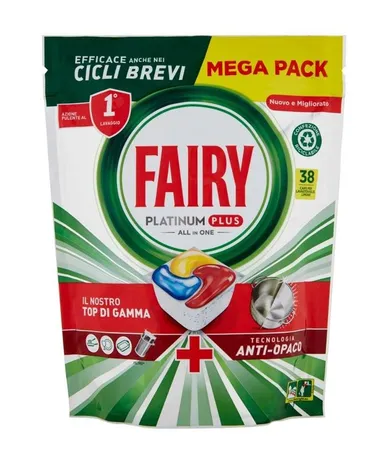 Fairy Platinum Plus, All In One, kapsułki do zmywarki, lemon, 38 tabletek