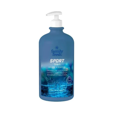 Family Fresh, Sport 2in1 Shower & Shampoo, chłodzący żel pod prysznic, 1000 ml