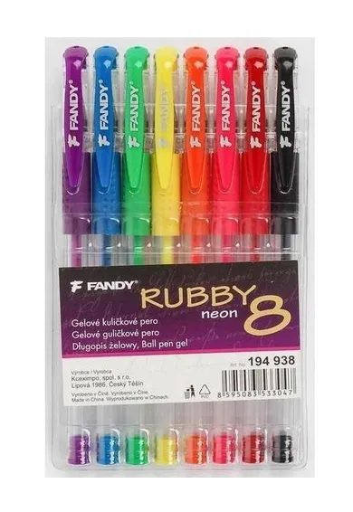Fandy, Rubby, długopis żelowy, neon, 8 kolorów