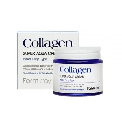 Farm Stay, Collagen, Super Aqua Cream, kolagenowy krem intensywnie nawadniający, Water Drop, 80 ml