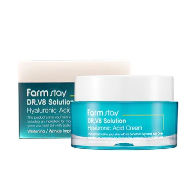 Farm Stay, DR.V8 Solution Hialuronic Acid Cream, krem do twarzy z hialuronem i witaminami, 50 ml