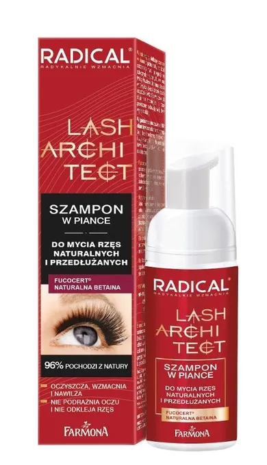 Farmona, Radical Lash Architect, szampon w piance do mycia rzęs naturalnych i przedłużanych, 50 ml