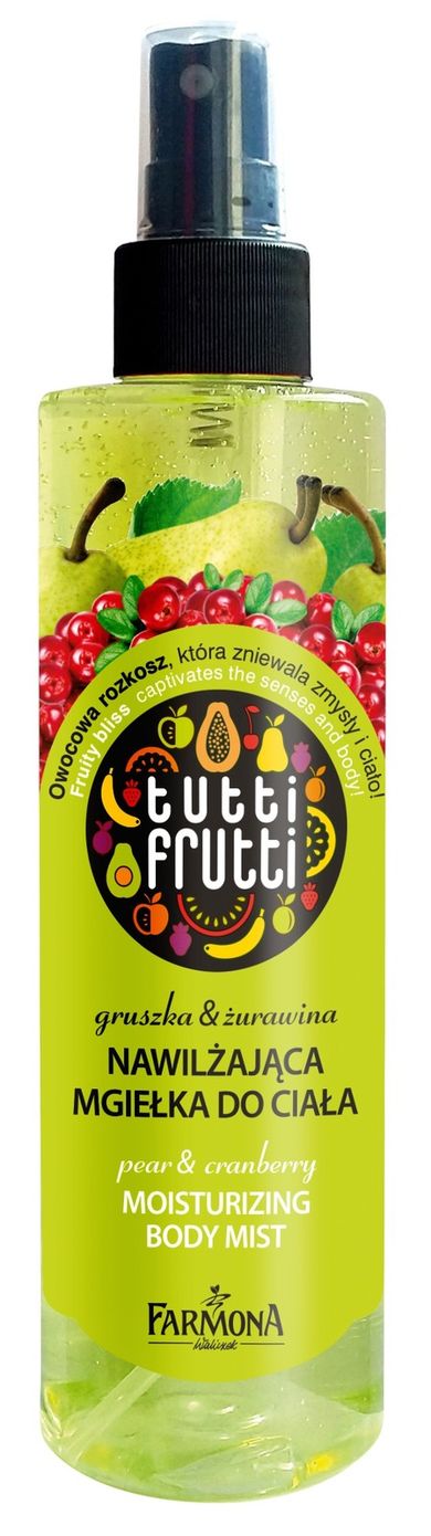 Tutti Frutti, nawilżająca mgiełka do ciała, Gruszka & Żurawina, 200 ml