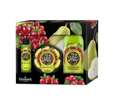 Tutti Frutti, zestaw prezentowy, gruszka i żurawina, olejek, 500 ml + masło, 275 ml + peeling, 100 ml