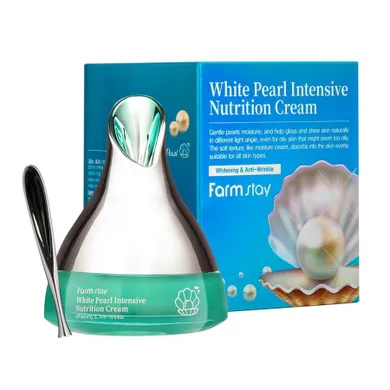 FarmStay, White Pearl Intensive Nutrition Cream, przeciwzmarszczkowy krem z ekstraktem z pereł, 50g