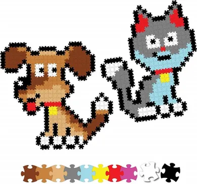 Fat Brain Toy Co. Qelements, Kot i pies, puzzle pixelki jixelz, 700 elementów