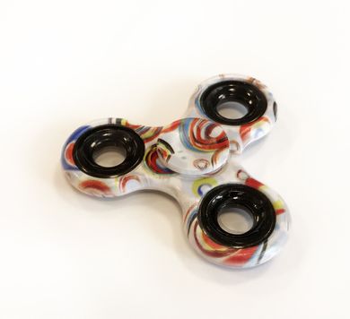 Fidget Spinner, biały w czerwone kółka