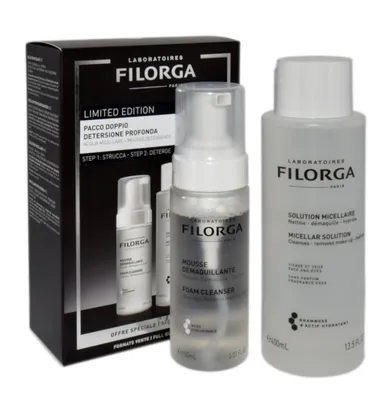 Filorga, zestaw, płyn micelarny do twarzy, 400 ml + piankę oczyszczającą do twarzy, 150 ml