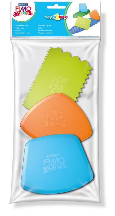 Fimo Kids Work&Play, 3 typy nożyków plastiowych, zestaw narzędzi