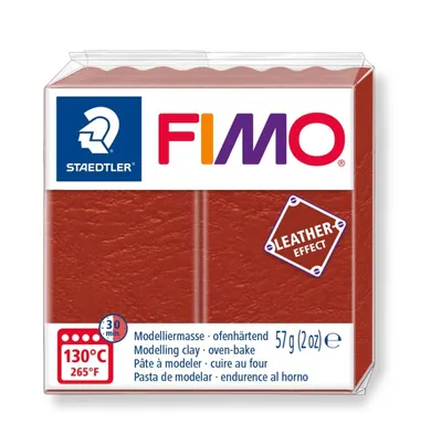 Fimo, masa plastyczna termoutwardzalna, Leather effect, rdzawy, kostka, 57g