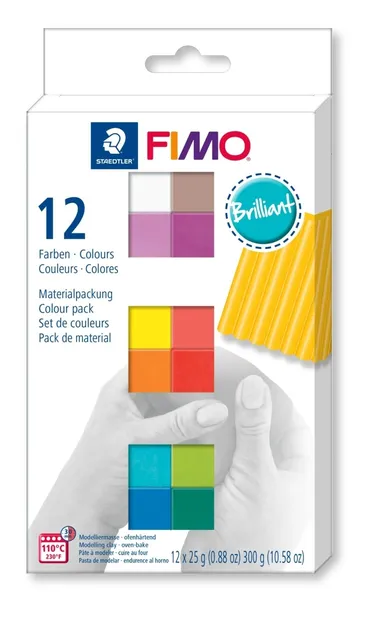 Fimo, masa plastyczna termoutwardzalna, Soft, kolory Brilliant, zestaw, 25g, 12 kostek