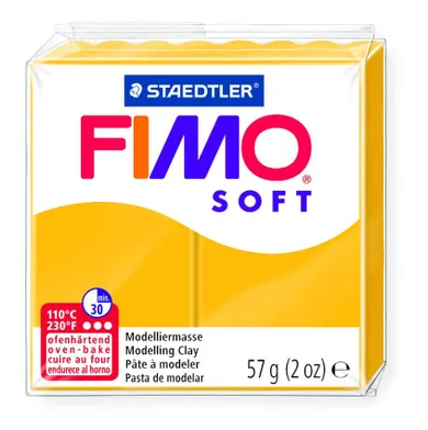 Fimo, masa plastyczna termoutwardzalna, Soft, żółty słoneczny, 57g, kostka