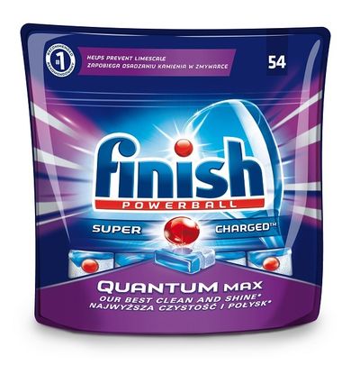 Finish, Powerball, Super Charged Quantum Max, kapsułki do mycia naczyń w zmywarkach, 54 szt.