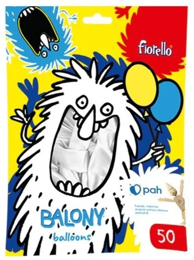 Fiorello, balon metaliczny, biały perłowy, 12", 50 szt.