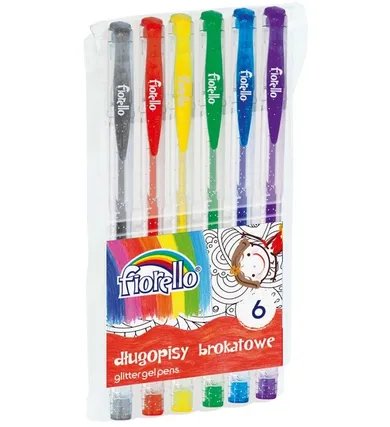 Fiorello, długopisy żelowe z brokatem, 6 kolorów