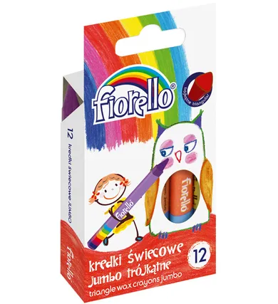 Fiorello, Jumbo, kredki świecowe, trójkątne, 12 kolorów