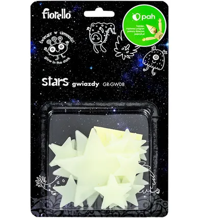 Fiorello, ozdoby fluorescencyjne na ścianę, Gwiazdki, 24 szt.