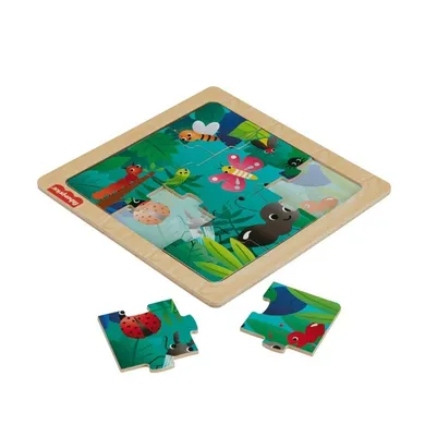 Fisher-Price, puzzle drewniane z ramką, las, 10 elementów