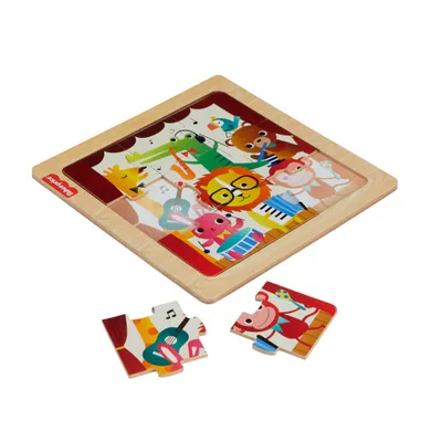 Fisher-Price, puzzle drewniane z ramką, zwierzątka, 10 elementów