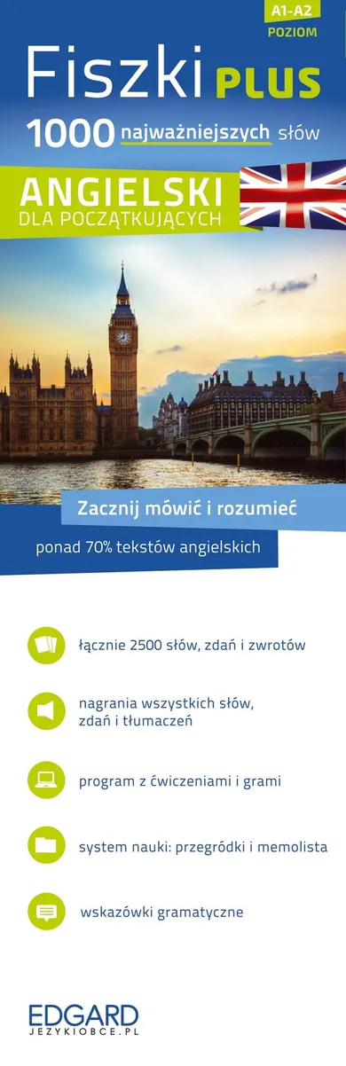 Fiszki plus. 1000 najważniejszych słów. Angielski dla początkujących + CD