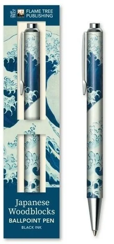 Flame Tree, długopis w pudełku, Wielka fala w Kanagawie Hokusai
