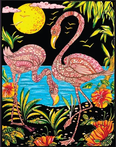 Flamingi. Kolorowanka welwetowa, 47-35 cm