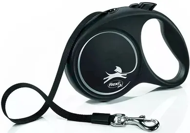 Flexi Black Design, smycz taśmowa, rozmiar M, 5m, czarna