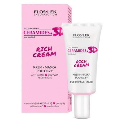 Floslek, Ceramides 3d Rich Cream, krem-maska pod oczy anti-aging odżywia regeneruje, 30 ml