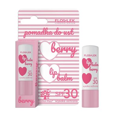 Floslek, Lip Care, pomadka do ust SPF30, Berry, 4g