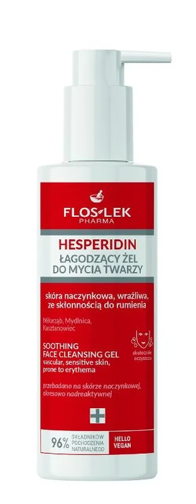 Floslek, Pharma Hesperidin, łagodzący żel do mycia twarzy, skóra naczynkowa, wrażliwa, ze skłonnością do rumienia, 175 ml