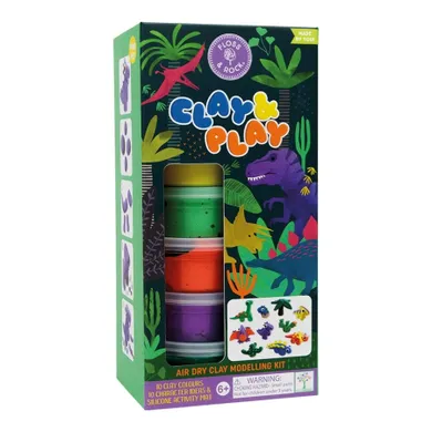 Floss & Rock, Clay & Play, Dinozaury, zestaw z gliną samoutwardzającą, 10 kolorów